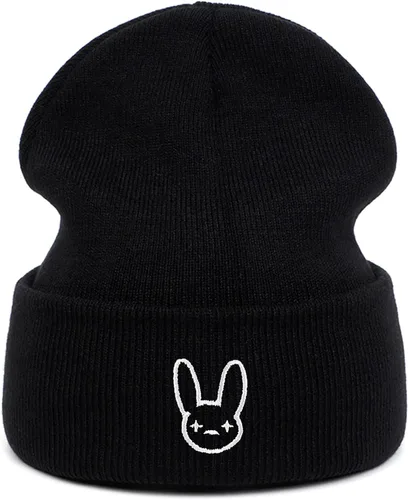 Vista 2 de Bad Rabbit Bunny Merch - Gorro de punto con puños, gorro diario para hombres y mujeres