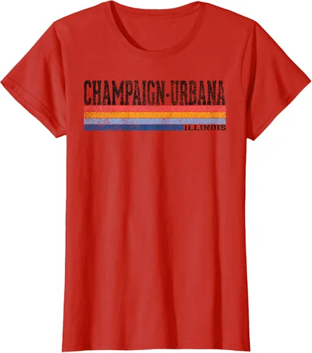 Vista 86 de clásico 1980s estilo champaign-urbana Illinois T Shirt, hombre 2XL, Blanco