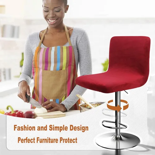 Vista 5 de Fundas para asiento de bar de terciopelo, fundas cuadradas para taburete de bar, fundas para silla de altura de mostrador (2, burdeos)