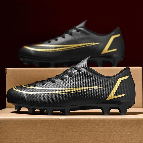 Vista 4 de Zapatos de fútbol para hombre con tacos de fútbol para terreno firme, zapatos de fútbol atléticos profesionales, para interiores y exteriores