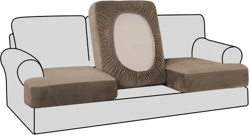 Vista 42 de H.VERSAILTEX Fundas de terciopelo elástico para silla con cojín en forma de T para sala de estar, funda de sofá, funda de asiento con cojín