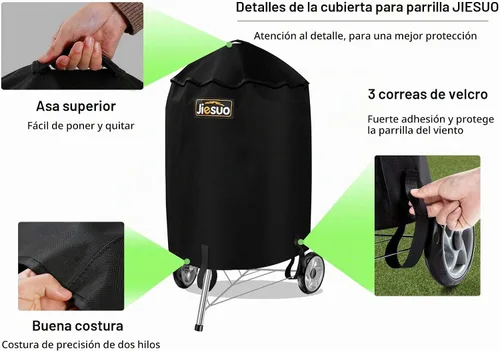 Vista 3 de Cubierta de parrilla para hervidor de carbón Weber, cubierta de barbacoa premium de 22 pulgadas, cubiertas de parrilla resistentes e impermeables