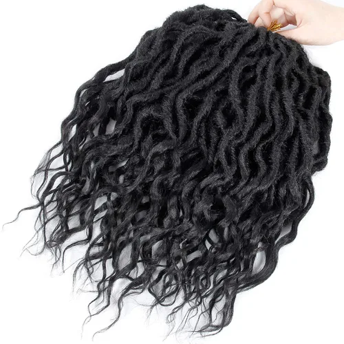 Vista 2 de Rizos de cabello sintético tejido en crochet de 16 pulgadas, 8 paquetes, Rizos de cabello tejido en crochet pre-enlazados con extremos rizados