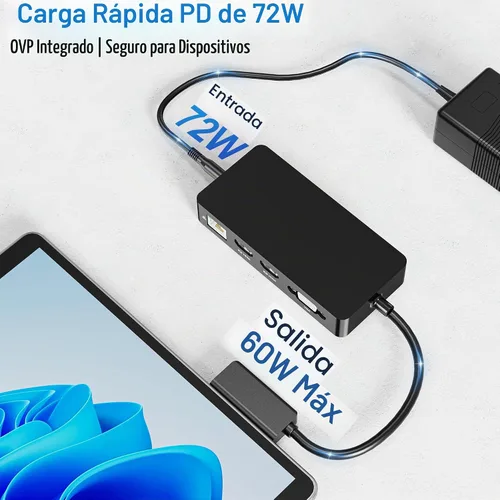 Vista 8 de Surface Dock, 12 en 1 pantallas triples VGA + Dual HDMI Surface Pro Dock, estación de acoplamiento de superficie para Surface Pro