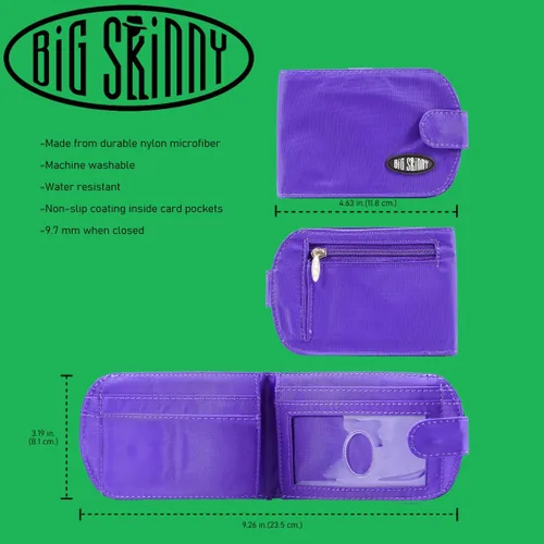 Vista 6 de Big Skinny Billetera Taxicat plegable en dos para mujer, hasta 25 tarjetas