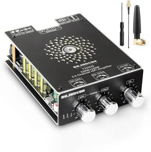 Vista 8 de Tablero amplificador de audio de 600 W con control de agudos y graves, chips TPA3255, CC 19-51 V, entradas Bluetooth 5.2 y AUX, placa AMP estéreo