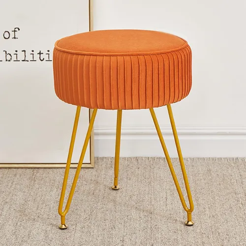 Vista 13 de Taburete de tocador de terciopelo, moderno taburete otomano con patas doradas ajustables, silla de maquillaje para tocador, silla de tocador pequeña