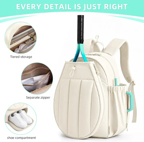 Vista 6 de Pickleball Backpack, Large Sports Bag with Shoe Compartment, for Men and Women