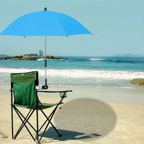 Vista 7 de Paraguas de playa con abrazadera universal, paraguas portátil con abrazadera universal, paraguas multidireccional al aire libre para silla, silla