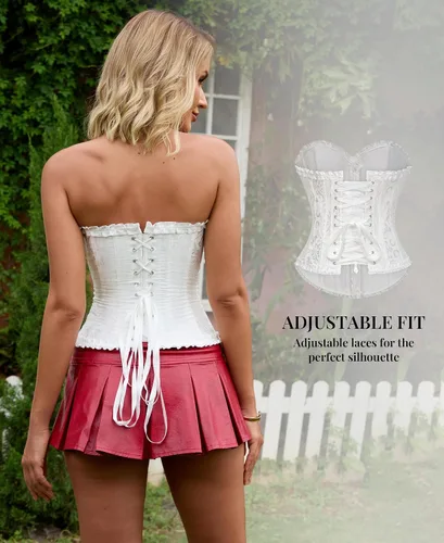 Vista 7 de SZIVYSHI Corsé para mujer, lencería moldeadora, body con cintura de encaje
