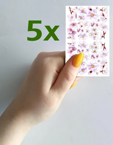 Vista 2 de Pegatinas para uñas (5 hojas) FLONZNAIL Cherry Sakura Real Photo Flowers Garden Vintage Style Ocho