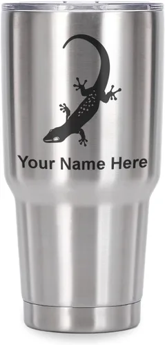 Vista 36 de LaserGram 20oz Vacuum Insulated Tumbler Mug, Gecko, Personalized Engraving Included (Black)