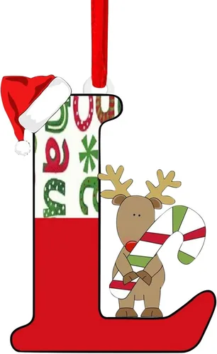 Vista 17 de Decoración colgante para árbol de Navidad de 26 letras, adornos para árbol de Navidad, adornos personalizados de 26 letras, decoración de Navidad