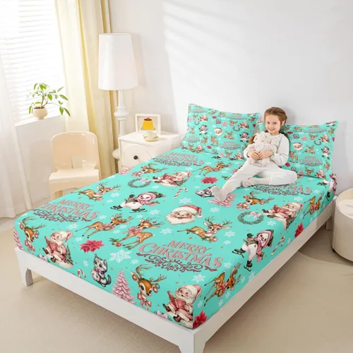 Vista 23 de Erosebridal Divertida sábana bajera ajustable de Halloween para niños, lindo juego de ropa de cama de calabaza fantasma, decoración de Halloween