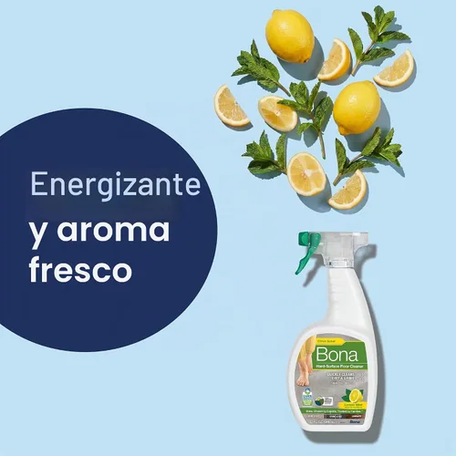Vista 9 de Bona Spray limpiador de pisos multisuperficie, 32 onzas líquidas, aroma a menta y limón, recargable, solución de limpieza de suelos sin residuos