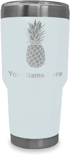 Vista 13 de LaserGram Vaso aislado al vacío de 20 onzas, piña, grabado personalizado incluido (negro)