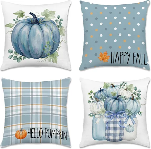 Vista 8 de pinata Juego de 4 fundas de almohada de otoño de 18 x 18 pulgadas