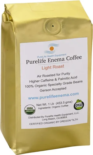 Vista 2 de purelife completa Café Enema Kit- 1,5 qt – 1 Lb orgánicos Luz Aire Roast café – Tubo de silicona & Boquilla – Gerson Aprobado por Médicos