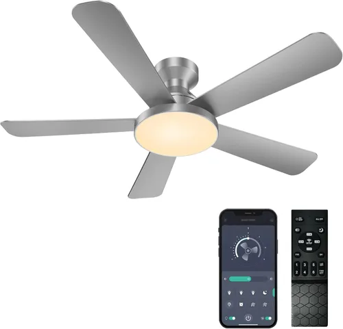 Vista 23 de Ventiladores de techo con luces, ventilador de techo empotrado de perfil Marrón