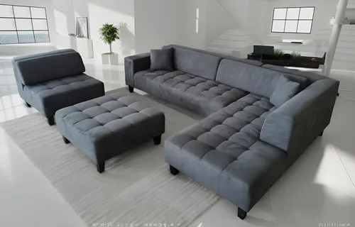 Vista 8 de Stendmar 4 piezas de 117 a 153 pulgadas tapizado moderno de microfibra gris oscuro sofá seccional sofá tumbona otomana S1107