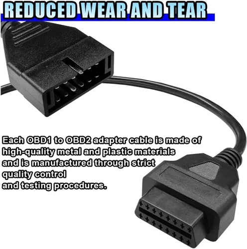 Vista 4 de Conector de escáner OBD1, OBD1 macho de 12 pines a OBD2 16 pines hembra adaptador de cable convertido, herramienta de extensión de diagnóstico