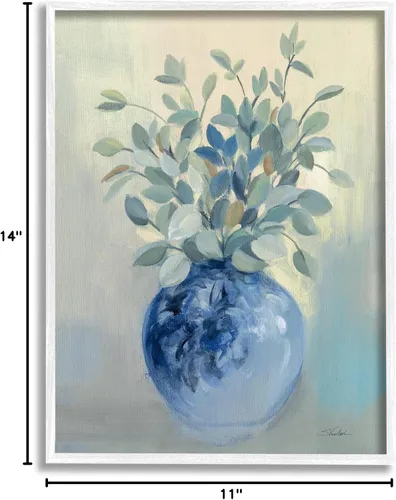 Vista 8 de Stupell Industries Wild Botanicals Plant Sprigs - Cuenco azul redondeado, diseño de Silvia Vassileva Stupell Industries White, 11 x 14 Inches