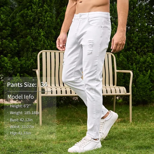 Vista 2 de LONGBIDA Jeans rasgados y ajustados para hombre