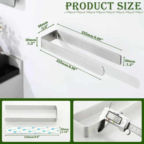 Vista 2 de Alise Toallero de mano autoadhesivo para toallas de baño, toallero de acero inoxidable SUS304, toallero para armario de cocina, lavabo lateral