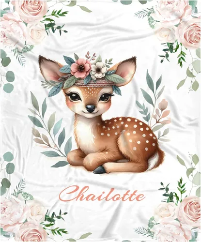 Vista 78 de Manta de bebé personalizada para niñas y niños pequeños, recién nacidos, regalos personalizados de vaca floral con nombre y texto, 40 x 30 pulgadas