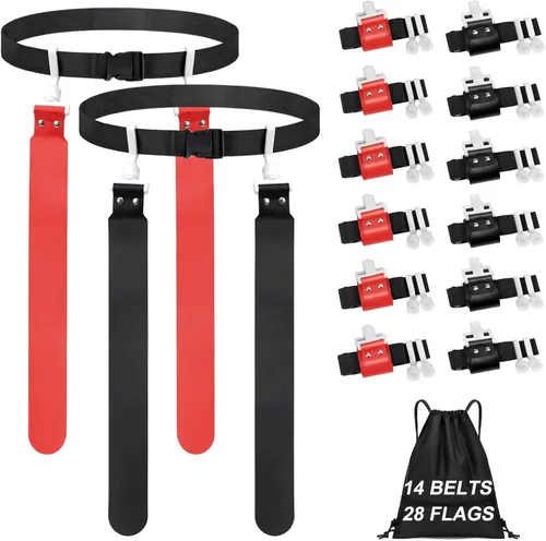 Vista 8 de Juego de fútbol con bandera ajustable, cinturones y banderas de fútbol con bandera de 2/14 jugadores para jóvenes, adultos, entrenamiento