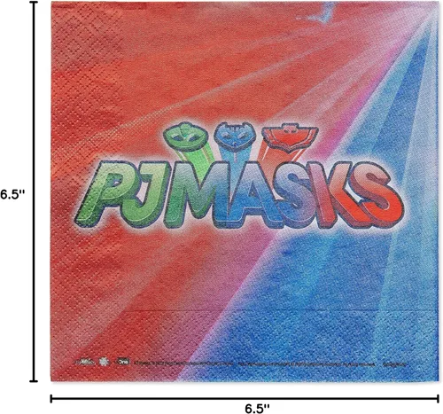 Vista 4 de PJ Masks - Servilletas de almuerzo, 6.5 x 6.5 pulgadas (paquete de 16), diseño audaz y ecológico, perfectas para fiestas y eventos infantiles