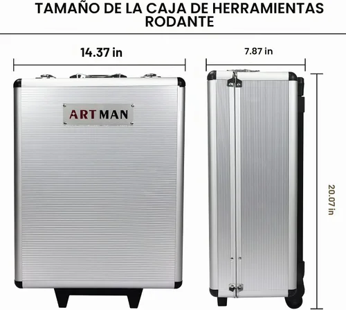Vista 5 de Caja de herramientas con 889pcs herramientas,Juego de herramientas para el hogar con caja de aluminio de la carretilla, kit de herramientas