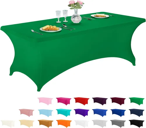 Vista 103 de LZY Cubierta de Mesa Elástica Ajustable de Spandex para Mesa Plegable de 6 pies, 4 pies o 8 pies, Mantel de Cóctel Rectangular, Perfecto para Champn
