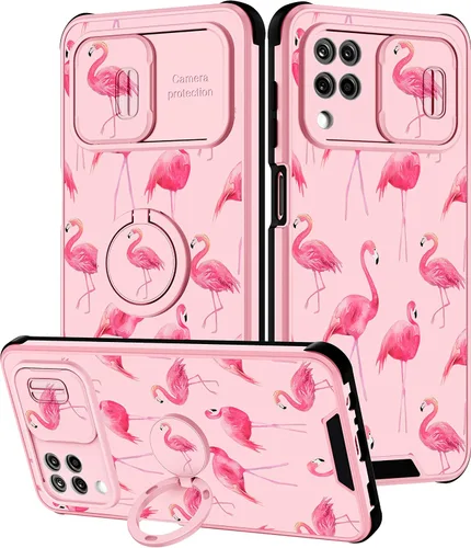 Vista 105 de Funda 2 en 1 para Samsung Galaxy S23 Ultra Flamingo para mujeres y niñas, diseño femenino de flamencos con cubierta deslizante para cámara y soporte