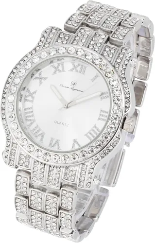 Vista 36 de Charles Raymond Bling-ed Out Ultimate Hip Hop Royalty Reloj para hombre con número romano de fácil lectura o indicadores de tiempo de diamantes