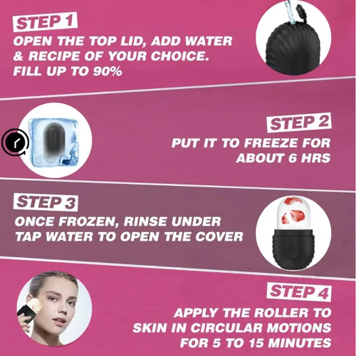 Vista 3 de Rodillo de hielo para cara y ojos – Rodillo de hielo facial para hinchazón debajo de los ojos, rodillo facial de silicona reutilizable masajeador