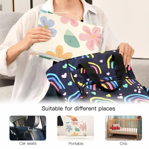 Vista 5 de Simple Portable Changing Pad with Built-in Pillow, Waterproof Foldable Baby Diaper Changing Pads, Diaper Mat for Boys and Girls