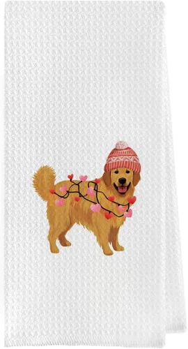 Vista 8 de Regalos de Navidad Golden Retriever - Toallas de cocina decorativas con tejido de gofre Golden Retriever, toallas de cocina navideñas para perro