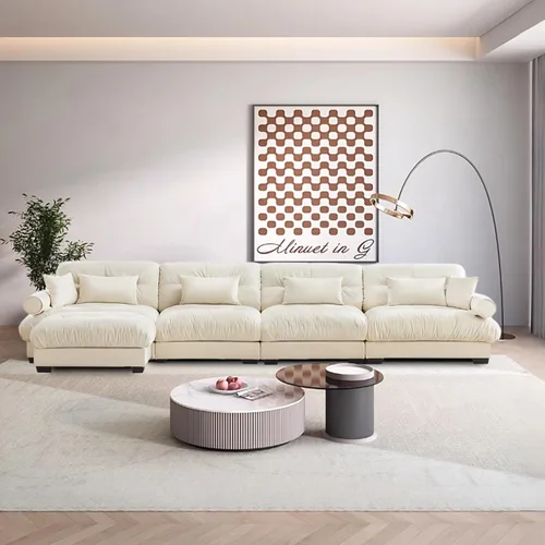 Vista 62 de Reposapiés Otomano Tapizado de Terciopelo con Cojín para Sofá Seccional Sofá 300 libras para Sala de Estar (Beige)