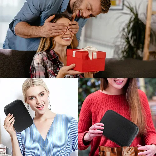Vista 8 de Joyero de viaje, organizador de joyas pequeño de piel sintética para mujeres y niñas, mini estuche de viaje portátil, cajas de almacenamiento