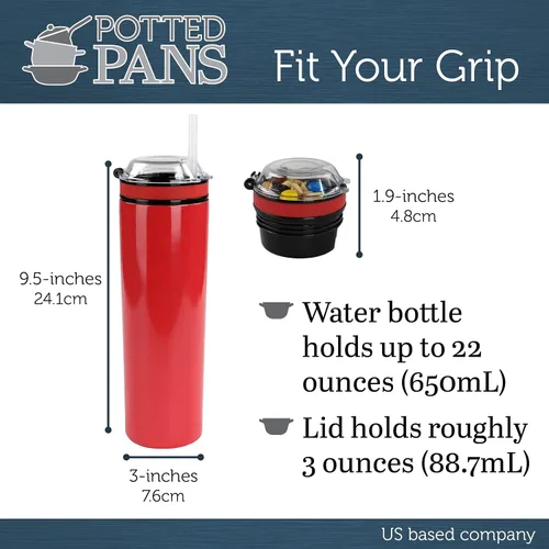 Vista 2 de Potted Pans Vaso combinado de bebida para aperitivos, vaso de bebida con aislamiento de doble pared de 22 onzas rojo brillante con cuenco