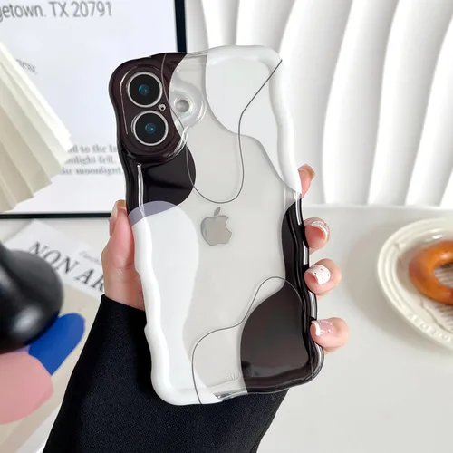 Vista 23 de DEFBSC Funda para iPhone 15 con bonito diseño ondulado, color negro