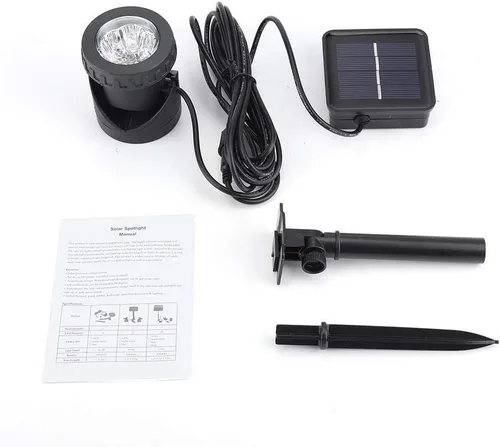 Vista 5 de BAFOVY - Foco solar subacuático, 6 luces LED con sensor oscuro automático para decoración de fuente de estanque de jardín y piscina