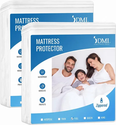 Vista 14 de DMI Protector de colchón impermeable individual – Ajustado, funda de colchón silenciosa, suave y transpirable, 39 x 75 x 8 pulgadas, color blanco