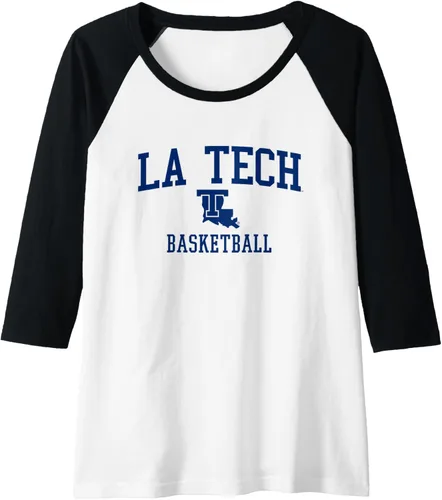 Vista 3 de Louisiana Tech Bulldogs - Camiseta de béisbol raglán para baloncesto, Negro