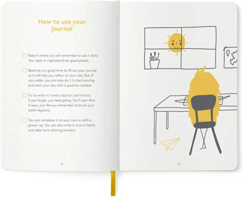 Vista 2 de HappyMe - Diario de gratitud para niños con indicaciones diarias, cuaderno de escritura para expresar pensamientos y sentimientos, mentalidad