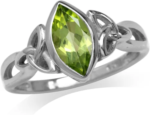 Vista 9 de Anillo Silvershake de Piedra Preciosa Auténtica 925 de Plata de Ley con Nudo Celta Triquetra Solitario Azul zafiro creado