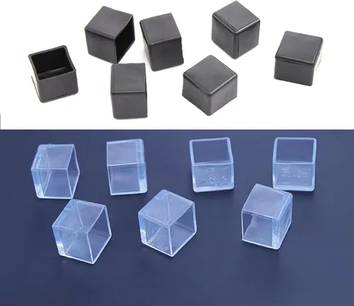 Vista 3 de 16 puntas de goma antideslizantes transparentes cuadradas para patas de silla, protectores de suelo de muebles, fundas para patas de silla, mesa