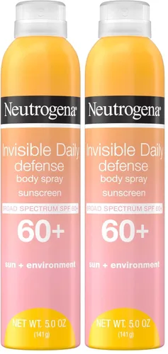 Vista 10 de Neutrogena Invisible Daily Defense - Protector solar corporal en aerosol, amplio espectro SPF 60+, libre de oxibenzona y resistente al agua