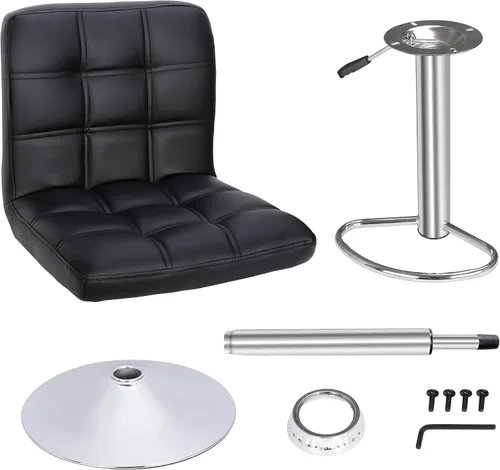 Vista 7 de LEMY Juego de 2 taburetes de bar giratorios ajustables, taburetes de bar de piel sintética con respaldo, sillas de comedor para isla de cocina